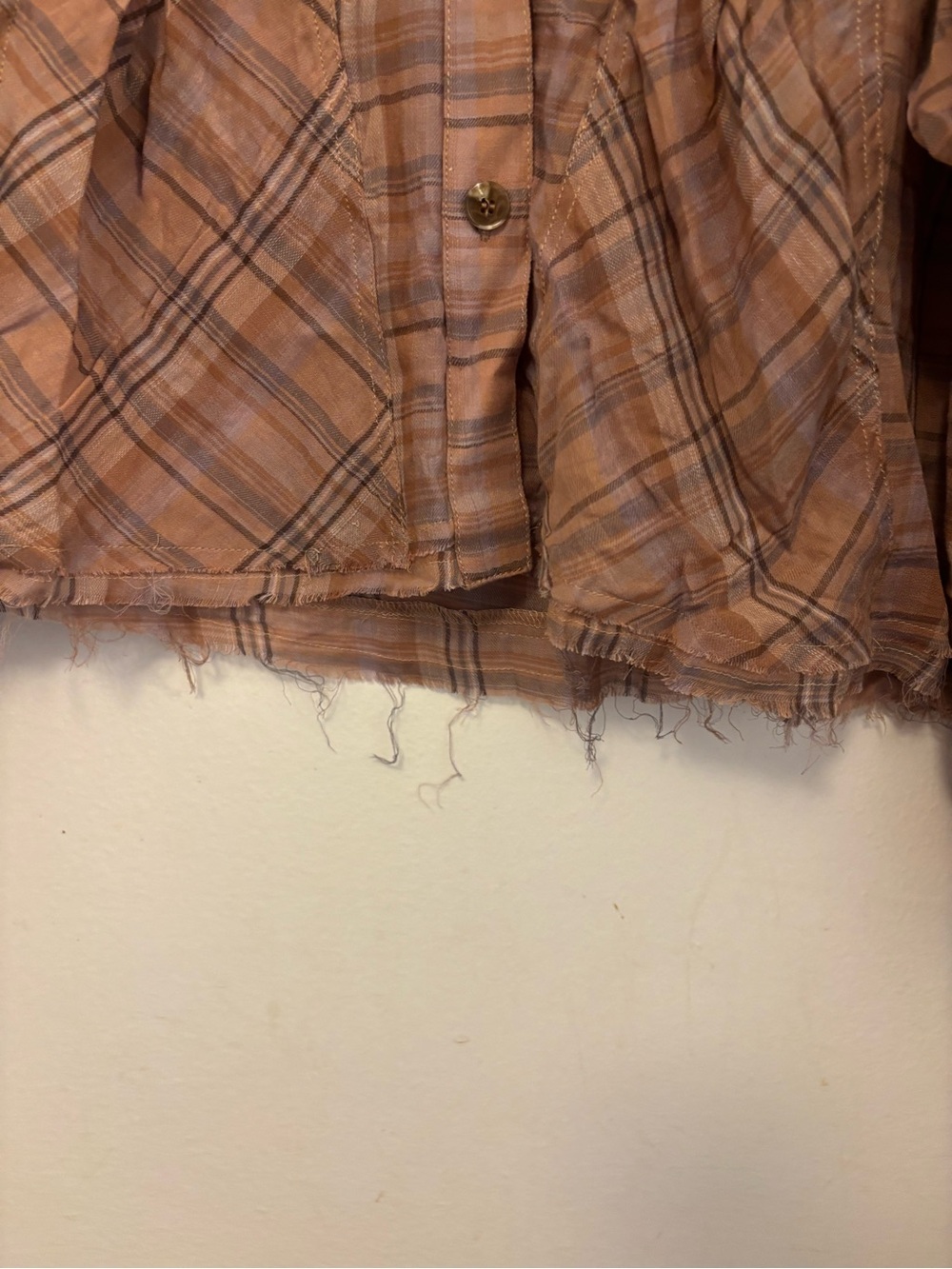 Millibon
 Women's Plaid Button-Up Shirt boho thin - Rust Tan - Picture 3 of 5